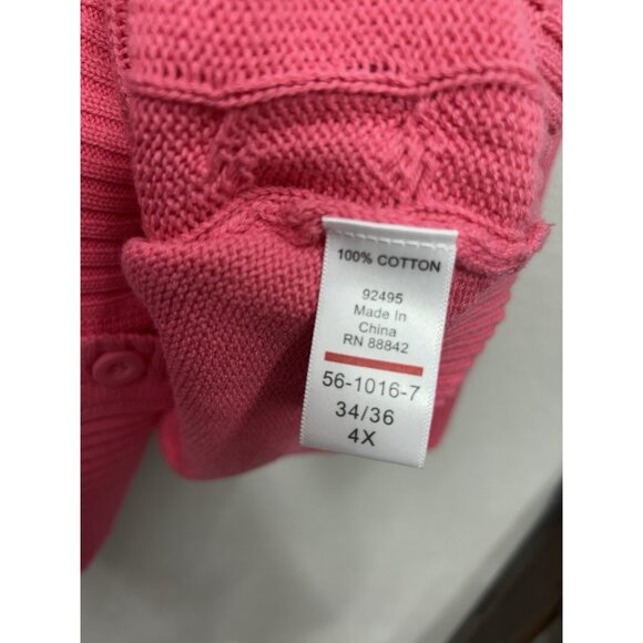 NEW Woman Within Cable Knit Cardigan Sweater Plus Size 4X 34/36 Pink Chunky Y2K - Picture 5 of 5